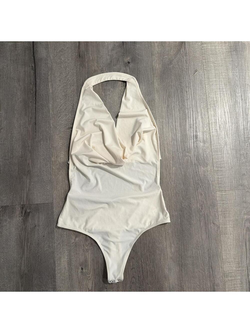 We Wore What Women's Cream and White Bodysuit